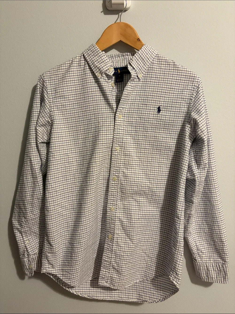 Polo by Ralph Lauren White Shirt with Navy Grid